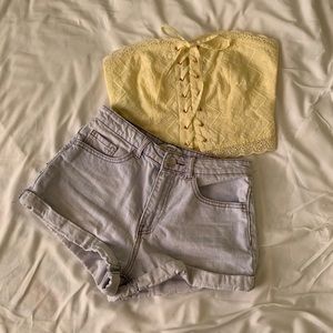 Cute Yellow Corset Tube Top